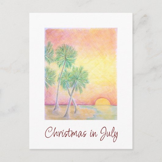 熱帯ビーチクリスマスin 7月パーティの招待状 ポストカード (正面)