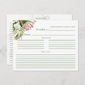 熱帯ビーチグリーンリーピンクフローラレシピカード サンキューカード (正面/裏面)