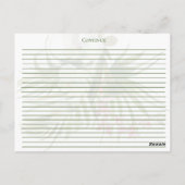 熱帯ビーチグリーンリーピンクフローラレシピカード ポストカード (裏面)