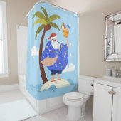 熱帯ビーチサマークリスマスバケーションサンタ シャワーカーテン (インサイチュ)
