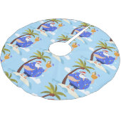 熱帯ビーチサマークリスマスバケーションサンタ ブラッシュドポリエステルツリースカート (アングル)