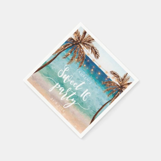 熱帯ビーチサマースウィート16パーティーナプキン スタンダードカクテルナプキン (角)