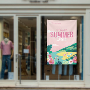 熱帯ビーチサマーセールビジネス広告 横断幕