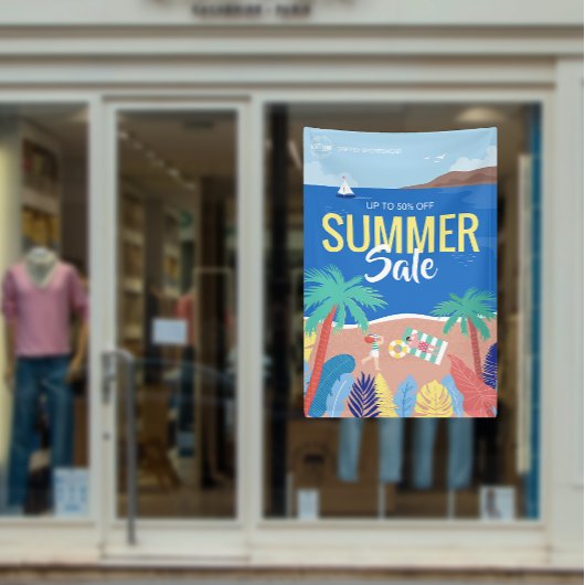 熱帯ビーチサマーセールビジネス広告 横断幕