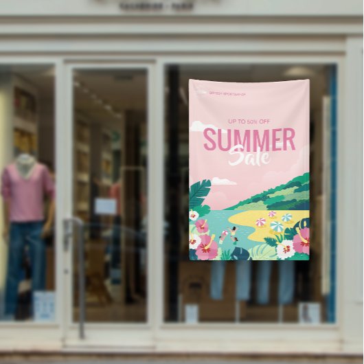 熱帯ビーチサマーセールビジネス広告 横断幕
