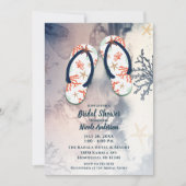 熱帯ビーチサンゴビーチサンダルブライダルシャワー 招待状 (正面)