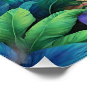 熱帯ビーチサンセットとハイビスカスの花 ポスター (コーナー)