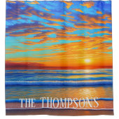 熱帯ビーチサンセットオ澄んーバー海 シャワーカーテン (正面)