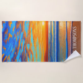 熱帯ビーチサンセットオ澄んーバー海 ビーチタオル