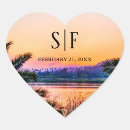 熱帯ビーチサンセットストリングラ結婚イト ハートシール