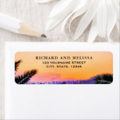 熱帯ビーチサンセットストリングラ結婚イト ラベル (インサイチュ)