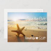 熱帯ビーチサンセットヒトデ保存日 案内ポストカード (正面/裏面)