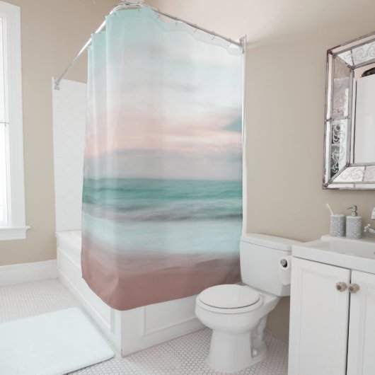 熱帯ビーチサンセットフォトサンドウェーブシーサイド シャワーカーテン (インサイチュ)