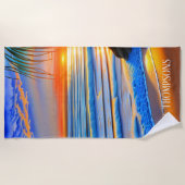 熱帯ビーチサンセットinバミューダ ビーチタオル (正面)