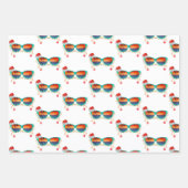 熱帯ビーチサンタクリスマスフラミンゴ ラッピングペーパーシート (正面3)