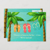 熱帯ビーチサンダル、新しい住所 案内ポストカード (正面/裏面)