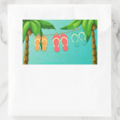 熱帯ビーチサンダル 長方形シール (バッグ)