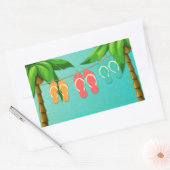 熱帯ビーチサンダル 長方形シール (封筒)