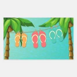 熱帯ビーチサンダル 長方形シール