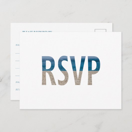 熱帯ビーチサンドウォーターフォトウェディングRSVP インビテーションポストカード (正面/裏面)