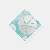 熱帯ビーチサンドドルターコイズ水彩 スタンダードカクテルナプキン (角)