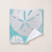 熱帯ビーチサンドドルターコイズ水彩 バスタオルセット (ウォッシュタオル)