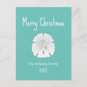 熱帯ビーチサンドドルティール（緑がかった色）クリスマス シーズンポストカード (正面)