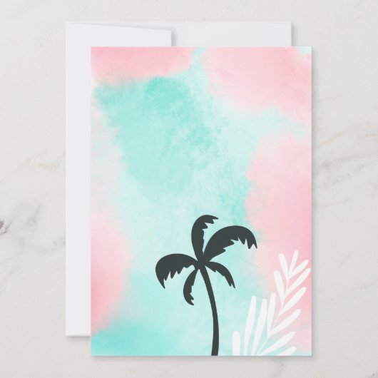 熱帯ビーチサーフボードパームツリーベビーシャワー 招待状 (裏面)