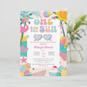 熱帯ビーチサーフボードパームツリーベビーシャワー 招待状 (スタンド正面)