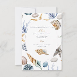 熱帯ビーチシェルブライダルシャワー招待 招待状