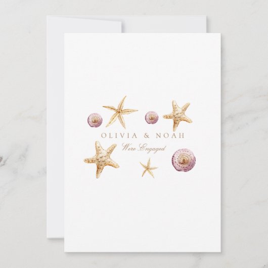 熱帯ビーチシェル婚約発表カード 案内状 (正面)