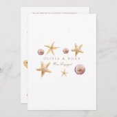 熱帯ビーチシェル婚約発表カード 案内状 (正面/裏面)