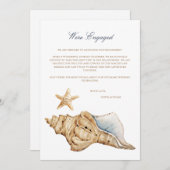 熱帯ビーチシェル婚約発表カード 案内状 (正面/裏面)