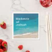 熱帯ビーチショアターコイズ結婚海 スタンダードカクテルナプキン (インサイチュ)