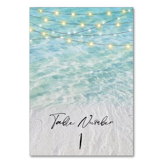 熱帯ビーチシーガラス&ストリングライト テーブルナンバー (正面)