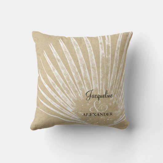 熱帯ビーチシーサイドジャングルパーム結婚リーフ クッション (裏面)