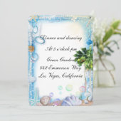 熱帯ビーチシーシェルウェディングレセプションカード 招待状 (スタンド正面)