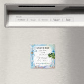 熱帯ビーチシーシェルウェディング日付を保存 マグネット (インサイチュ (食洗機))