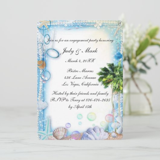 熱帯ビーチシーシェ結婚ル婚約パーティ 招待状 (スタンド正面)