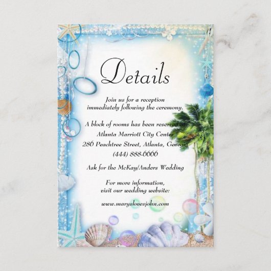 熱帯ビーチシーシェ結婚ル詳細 エンクロージャーカード (正面)