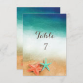 熱帯ビーチシーフィッシュテーブルカード 招待状 (正面/裏面)