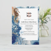 熱帯ビーチシーホースブルーオレンジ結婚ズ 招待状 (スタンド正面)