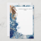 熱帯ビーチシーホースブルーオレンジ結婚ズ 招待状 (裏面)