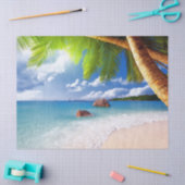 熱帯ビーチシーンパームツリーズデクページ 薄葉紙 (クラフト)