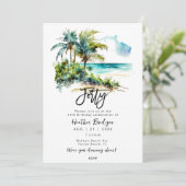 熱帯ビーチシーン40歳の誕生日パーティー 招待状 (スタンド正面)