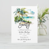 熱帯ビーチシーン70th誕生日パーティー 招待状 (スタンド正面)