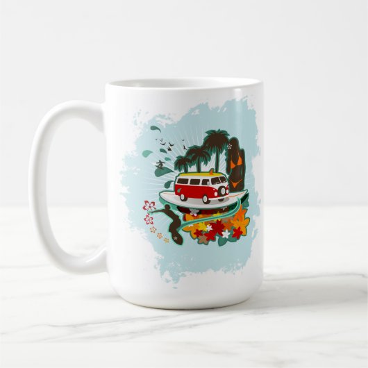 熱帯ビーチシーン コーヒーマグカップ (左)