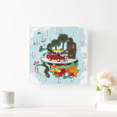 熱帯ビーチシーン スクエア壁時計 (ホーム)