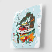 熱帯ビーチシーン スクエア壁時計 (傾斜)