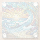 熱帯ビーチステンドグラス美術 ガラスコースター (裏面)